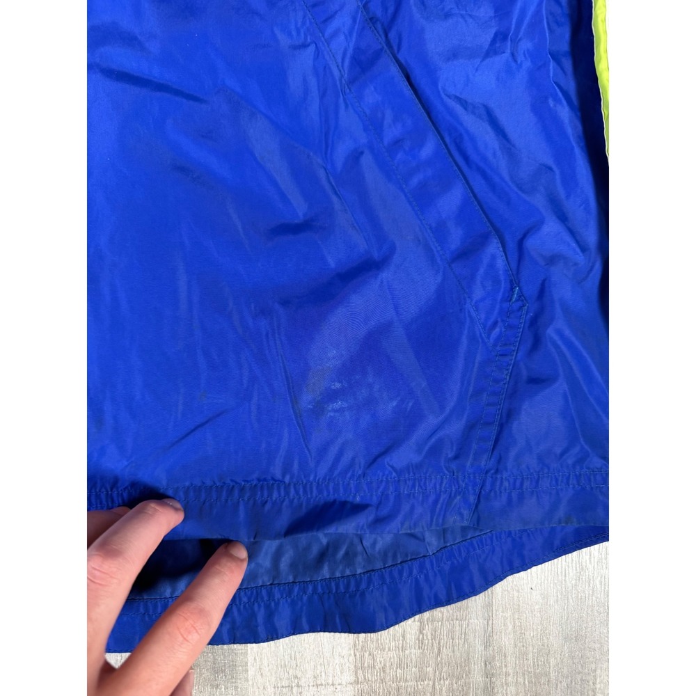 Vintage Adidas Windbreaker Pullover Jacket Blue Lime Green XXL 1/4 Zip Hooded - Picture 11 of 16